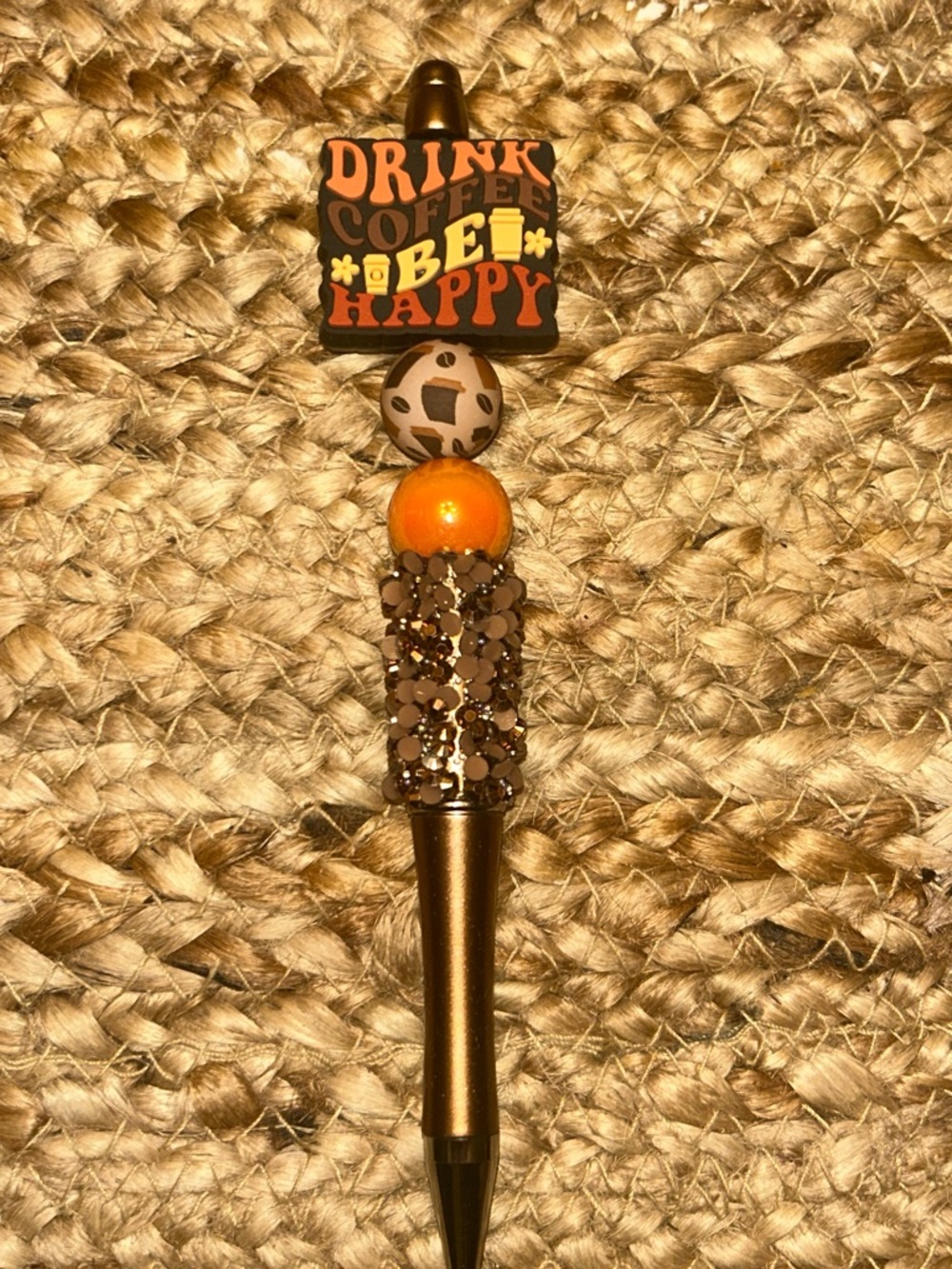 Drink Coffee Be Happy Beadable handmade Pen